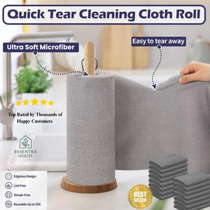 Microfiber Cleaning Cloth Roll – (25 Sheets) Reusable & Super Absorbent