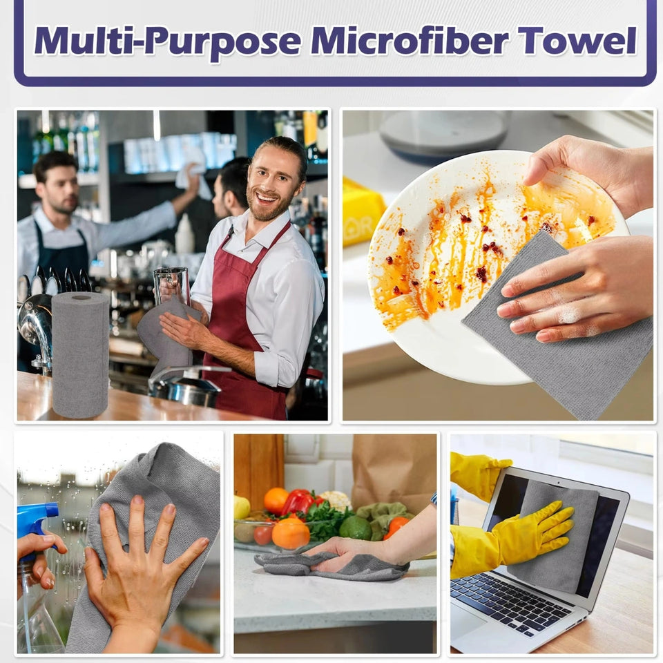Microfiber Cleaning Cloth Roll – (25 Sheets) Reusable & Super Absorbent