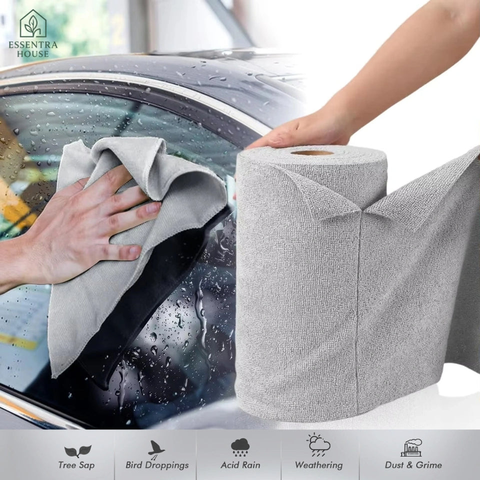 Microfiber Cleaning Cloth Roll – (25 Sheets) Reusable & Super Absorbent
