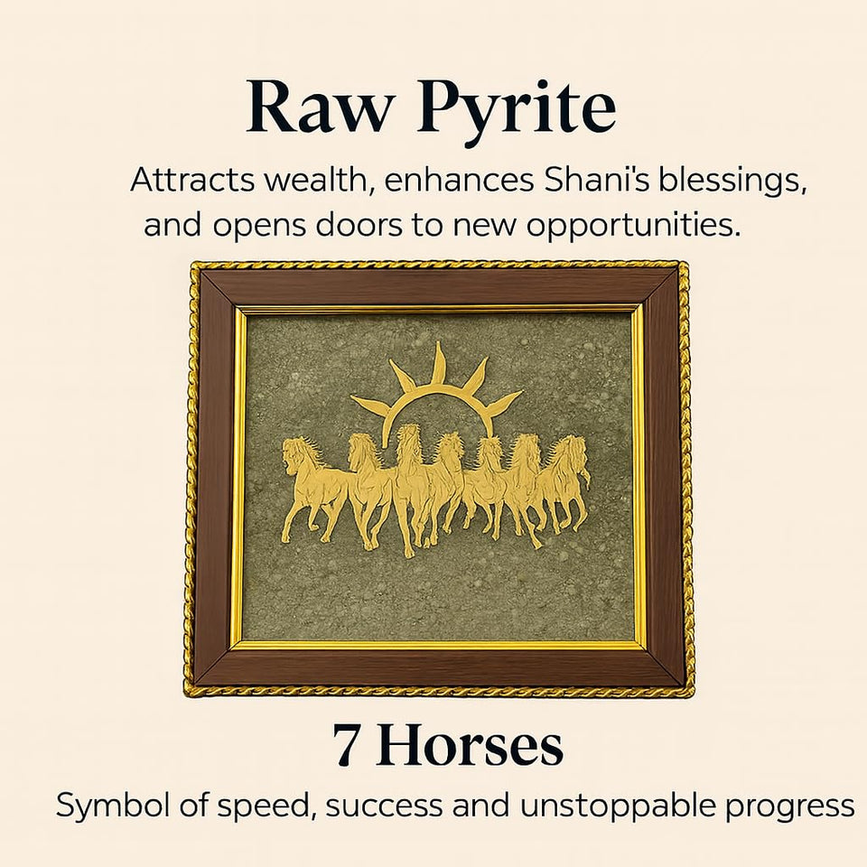 7 Horses on Raw Pyrite Frame