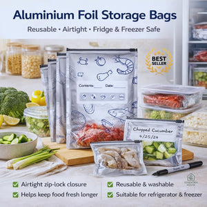 Reusable Aluminum Foil Sealable Storage Bags (Pack of 20)