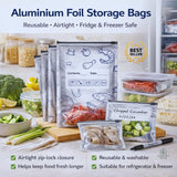 Reusable Aluminum Foil Sealable Storage Bags (Pack of 20)